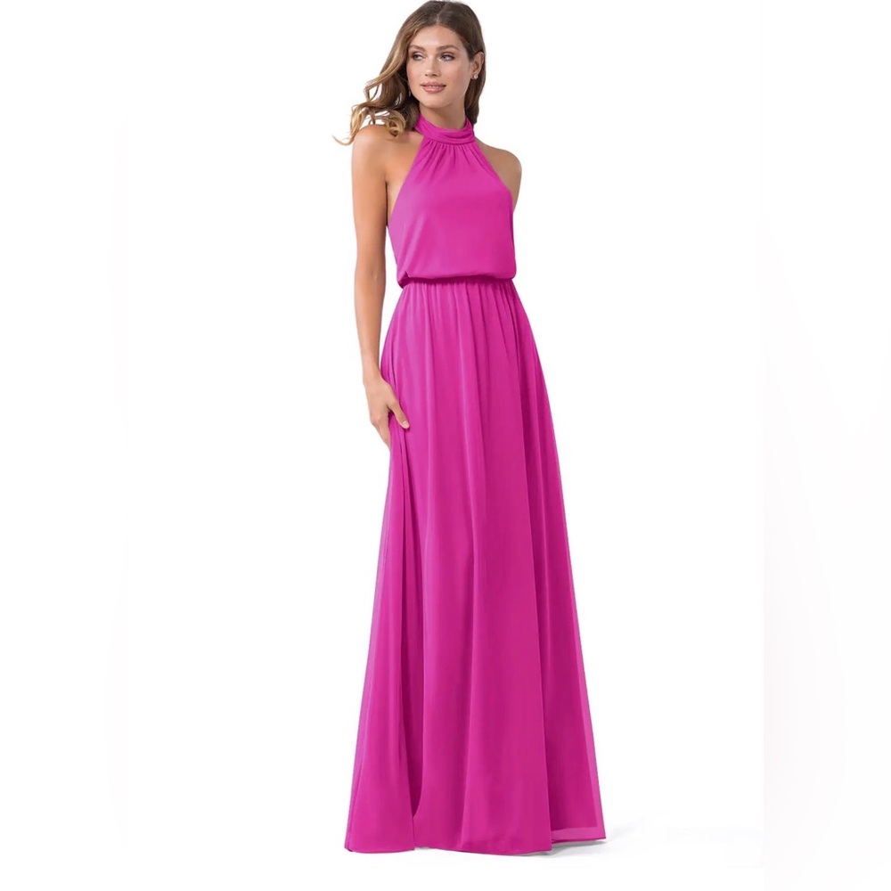 Azazie Fuchsia Halter Maxi Dress